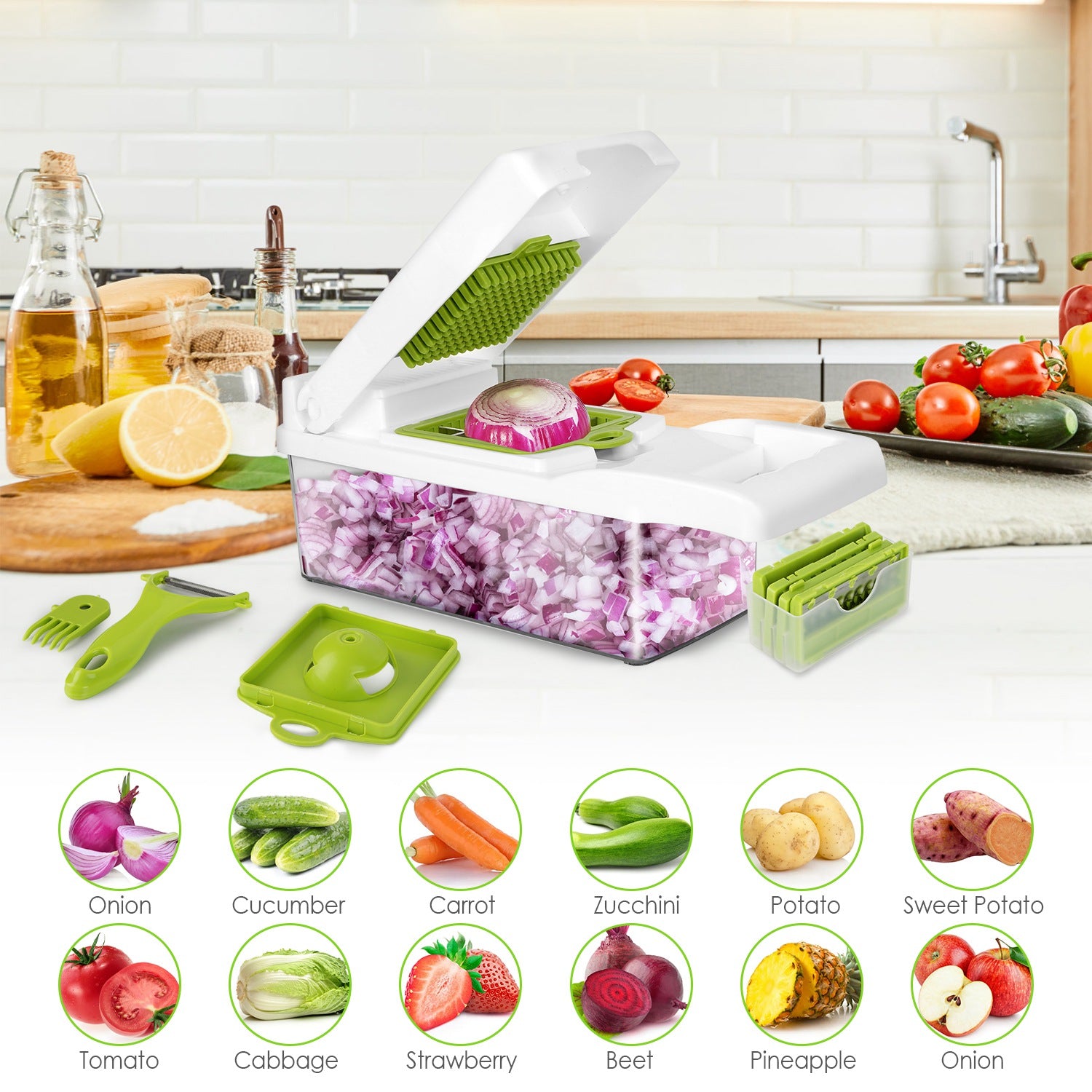 12-in-1 Vegetable Chopper & Slicer Set with Container