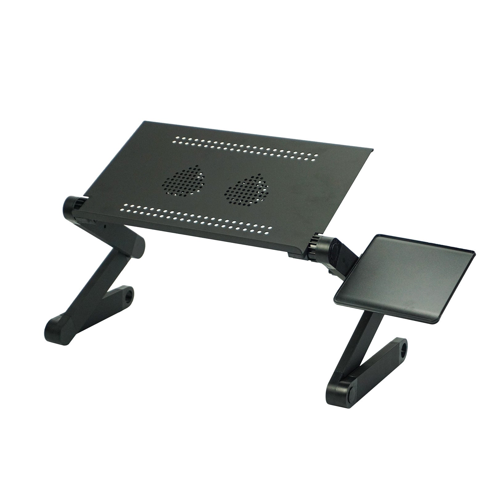Aluminum Alloy Folding Laptop Table with Dual Cooling Fans - Black