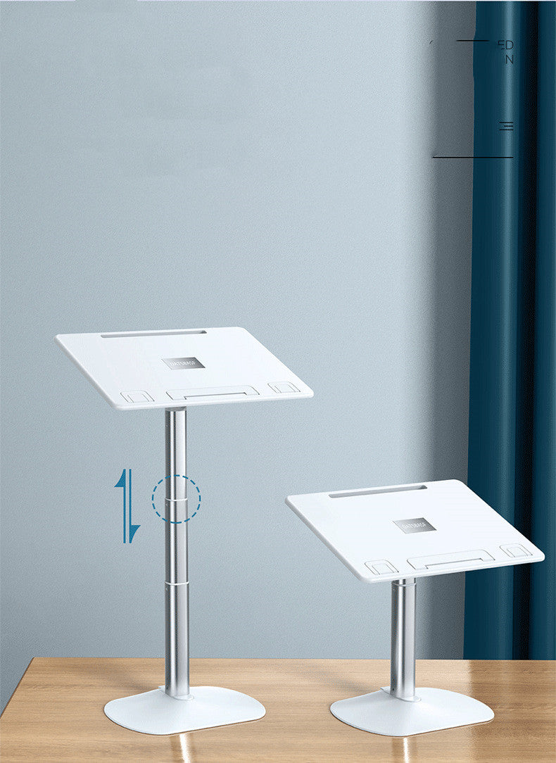 Adjustable Height Floor Laptop Stand - White Aluminum Alloy