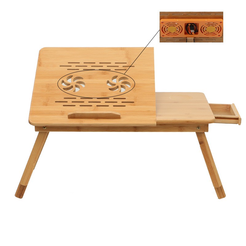 Folding Laptop Table with Tilting Top and Drawer - Large 72cm