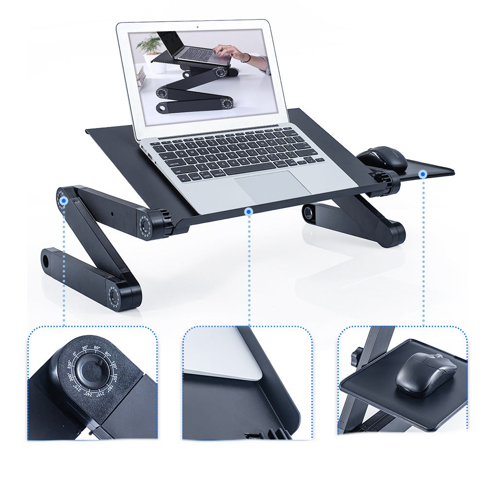 Aluminum Alloy Folding Laptop Table with Dual Cooling Fans - Black