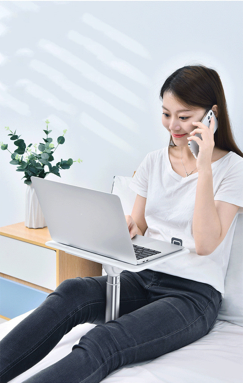 Adjustable Height Floor Laptop Stand - White Aluminum Alloy